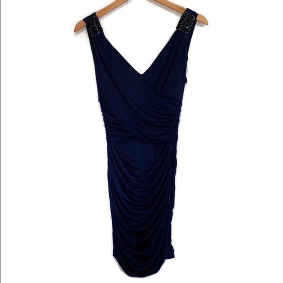 Windsor Bodycon V-Neck Dress Navy Blue Formal Homecoming Size Medium - Picture 1 of 7